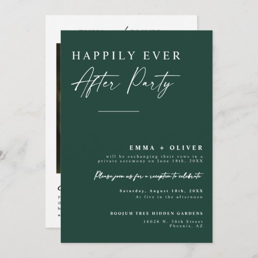 Elegant smaragdgroen gelukkig ooit na QR-code Kaart (Voorkant / Achterkant)