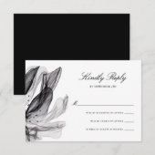 Elegant Smoky Flowers Black Wedding RSVP-kaart RSVP Kaartje (Voorkant / Achterkant)