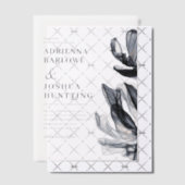 Elegant Smoky Flowers Side Text Navy Weddenschap Vellum Uitnodigingen (Offset (Uitnodiging))