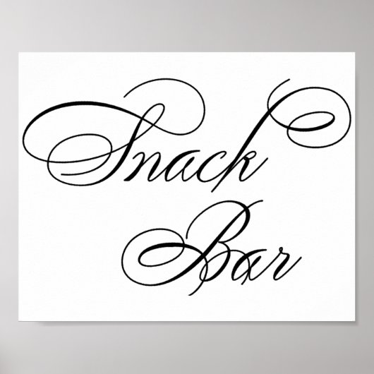 Élégant Snack Bar Script noir | Tableau horizontal (Devant)