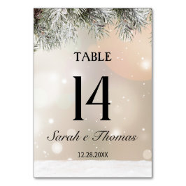 Elegant sneeuw kersttafel nummer kaart