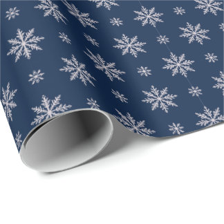 Elegant Sneeuwvlok Naadloos Blauw Patroon Cadeaupapier