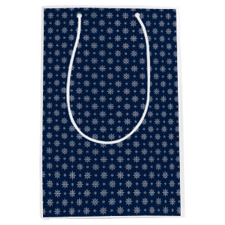 Elegant Sneeuwvlok Naadloos Blauw Patroon Medium Cadeauzakje