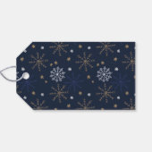 Elegant sneeuwvlok patroon Donkerblauw Label Cadeaulabel (Achterkant Horizontaal)