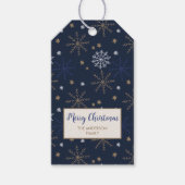 Elegant sneeuwvlok patroon Donkerblauw Label Cadeaulabel (Voorkant)