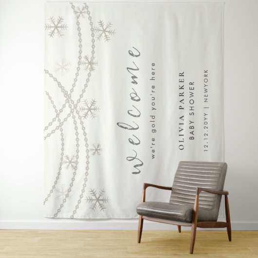 Elegant Sneeuwvlokken Winter Baby shower Welkom Wandkleed (In situ)