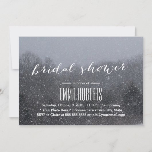 Elegant Snewing Winter Bridal Shower Invitations Kaart (Voorkant)