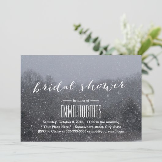 Elegant Snewing Winter Bridal Shower Invitations Kaart (Staand voorkant)
