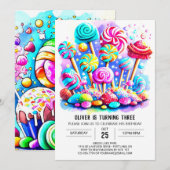 Elegant Snoep bewerkbare Verjaardag Kaart (Voorkant / Achterkant)