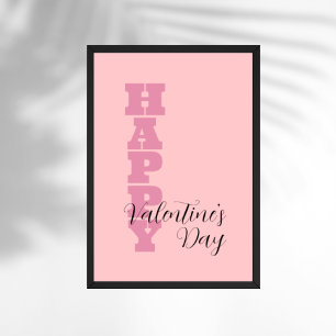 Elegant Snoep Roze en Zwart Happy Valentines Day Poster