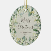 Elegant Snowberry Merry kerstfamilie Foto Keramisch Ornament (Rechts)
