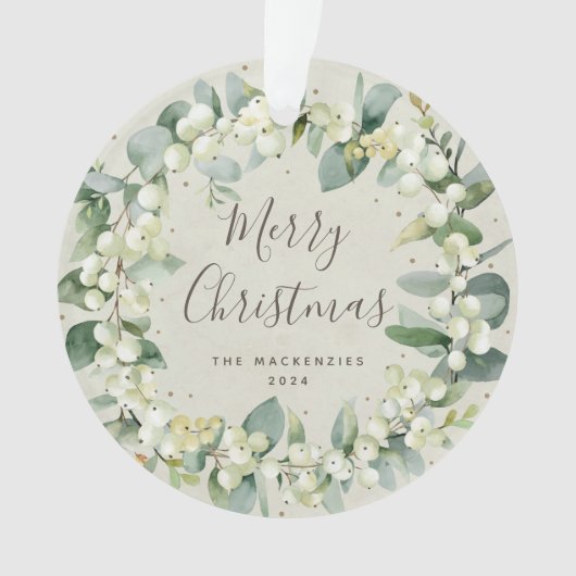 Elegant Snowberry Merry kerstfamilie Foto Ornament (voorkant)