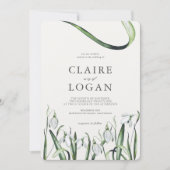 Elegant Snowdrops Waterverf Wedding Kaart (Voorkant)
