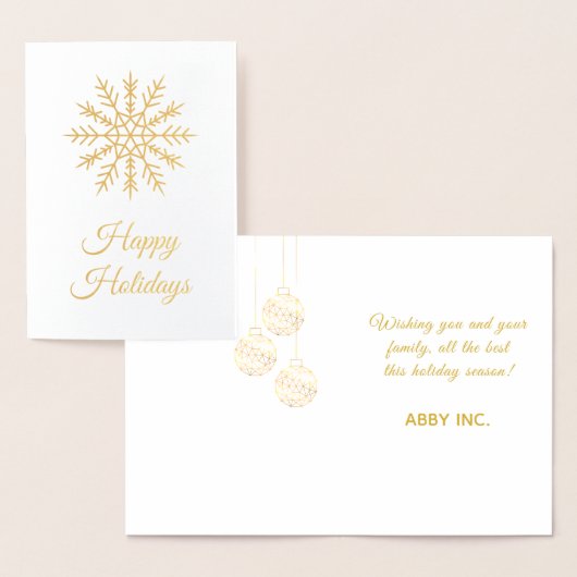 Elegant Snowflake Corporate Holiday Gold Folie Kaarten (Display)