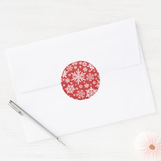 Elegant Snowflake (Cranberry) Ronde Sticker (Envelop)