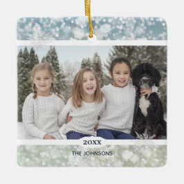 Elegant Snowflake Crystal Bokeh Keramisch Ornament