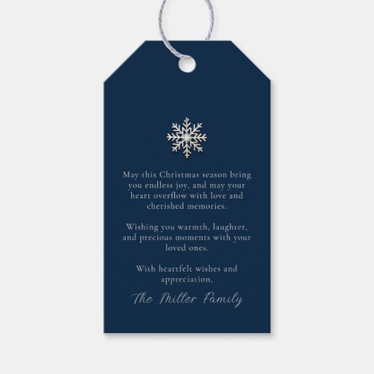 Elegant Snowflake Custom Bericht Cadeaulabel (Voorkant)