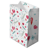 Elegant Snowflake en Red Heart Kerstmis Medium Cadeauzakje (Achterkant Gekanteld)