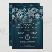 Elegant Snowflake Engagement Party Kaart (Voorkant / Achterkant)