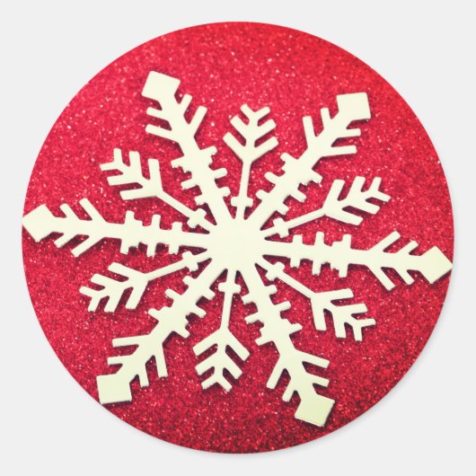 Elegant Snowflake Kerstkerst Ronde Sticker (Voorkant)