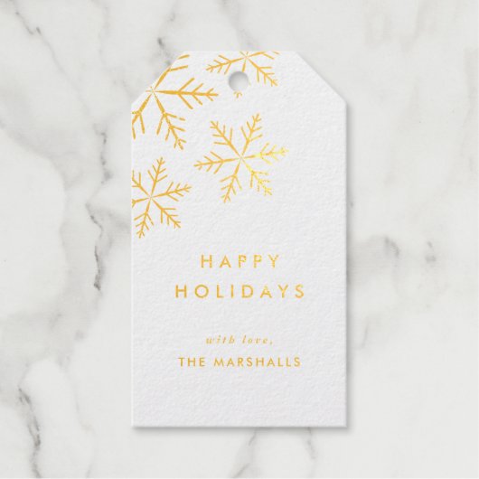 Elegant Snowflake | Modern Holiday Gold Cadeaulabels (Voorkant)