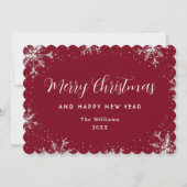 Elegant Snowflake Red Botanical Feestdagenkaart (Voorkant)