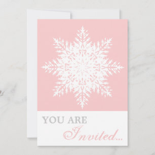 Elegant snowflake roze, witte winterbruiloft kaart