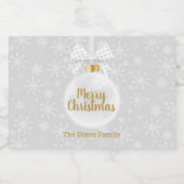 Elegant Snowflake White Ornament Kerstmis Mini Sparkling Wijnetiket (Enkel label)