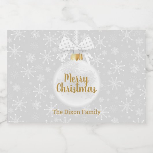 Elegant Snowflake White Ornament Kerstmis Mini Sparkling Wijnetiket (Enkel label)