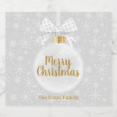 Elegant Snowflake White Ornament Kerstmis Sparkling Wijnetiket (Enkel label)