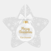 Elegant Snowflake White Ornament Kerstmis Ster Sticker (Voorkant)