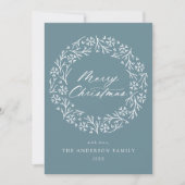 Elegant Snowflake Wreath Frost Blue Non-Photo Feestdagenkaart (Voorkant)
