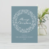 Elegant Snowflake Wreath Frost Blue Non-Photo Feestdagenkaart (Staand voorkant)