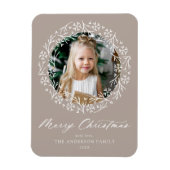 Elegant Snowflake Wreath Mocha Foto Magneet (Verticaal)