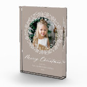 Elegant Snowflake Wreath Mocha Kerstmis Fotoblokken (Rechts)