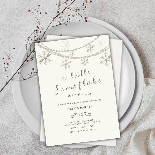 Élégant Snowflakes Baby shower d'hiver Invitation