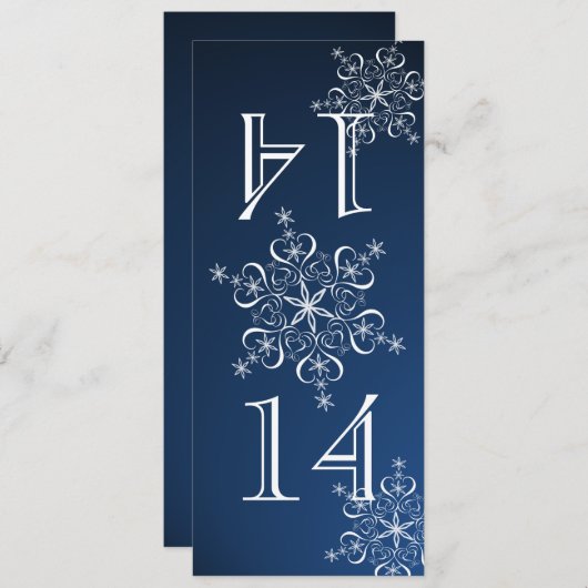 Elegant Snowflakes Blue Table Number Kaart (Voorkant / Achterkant)