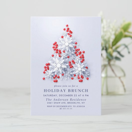 Elegant Snowflakes CHRISTMAS HOLIDAY BRUNCH Kaart (Staand voorkant)