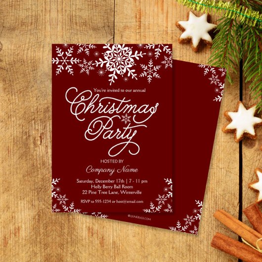 Elegant Snowflakes Company Kerstparty Kaart