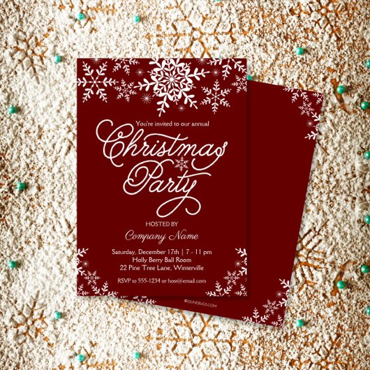 Elegant Snowflakes Company Kerstparty Kaart