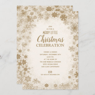 Élégant Snowflakes Gold Invitations de Noël