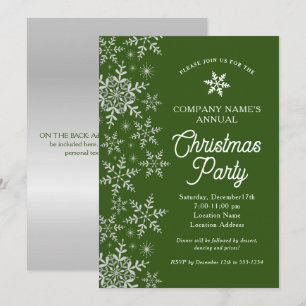 Elegant Snowflakes Green Company Kerstparty Kaart