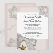 Élégant Snowflakes Invitation de mariage hivernal (Devant / Derrière)