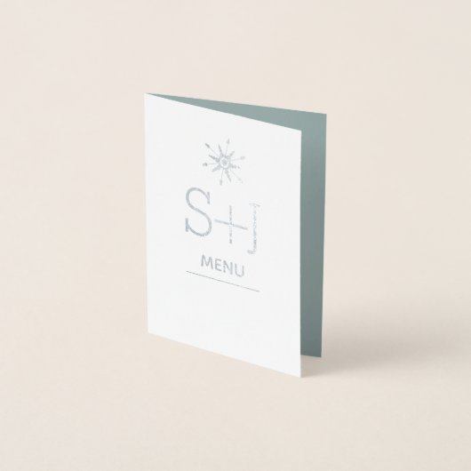 Élégant Snowflakes Mariage hiver Noël Menu (Devant)