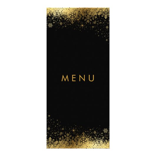 Élégant Snowflakes noir et or - Menu (Devant)