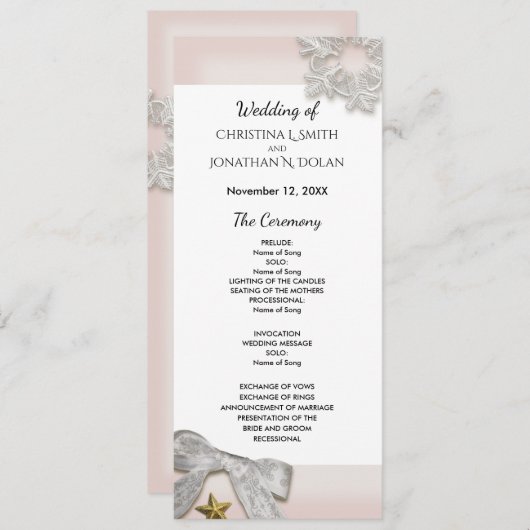 Élégant Snowflakes Programme de mariage d'hiver (Devant / Derrière)