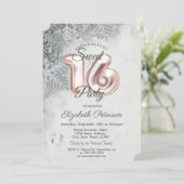 Elegant Snowflakes Sweet 16 Kaart (Staand voorkant)