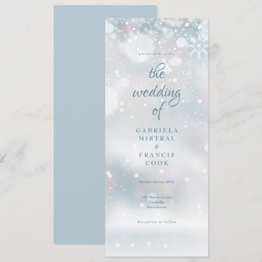 Elegant Snowflakes Winter Wedding Kaart (Voorkant / Achterkant)