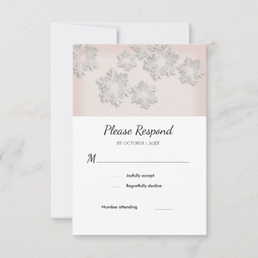 Élégant Snowflakes Winter Wedding RSVP Flat Card (Devant)