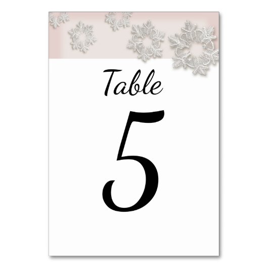 Elegant Snowflakes Winter Wedding Table Kaart (Voorkant)